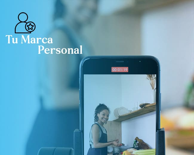 Woman cooking recorded on a smartphone.