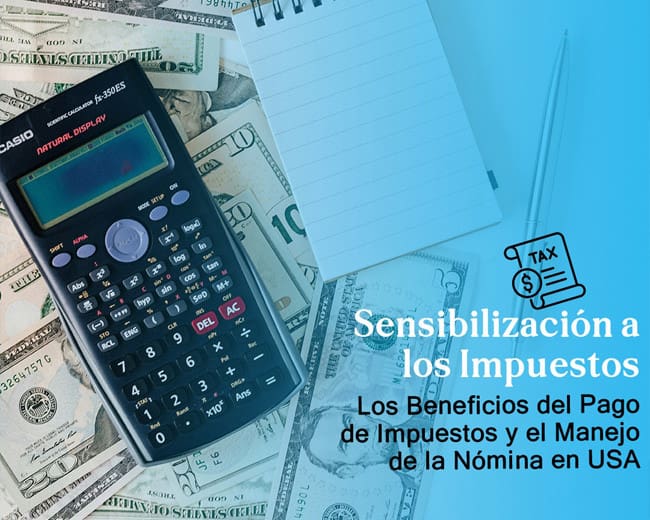Calculator and cash with tax awareness text.